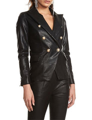 Palermo Blazer    - Black Pu leatherette