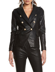 Palermo Blazer    - Black Pu leatherette
