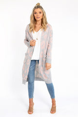 ANIMAL INSTINCT CARDIGAN- Grey & Pink