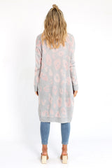 ANIMAL INSTINCT CARDIGAN- Grey & Pink