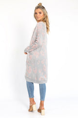 ANIMAL INSTINCT CARDIGAN- Grey & Pink