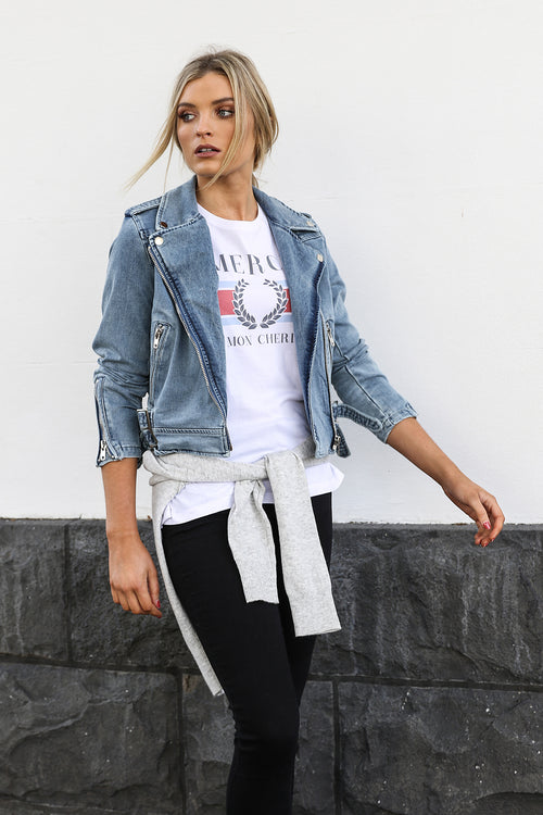 Avery Biker Jacket | Denim