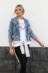 Avery Biker Jacket | Denim