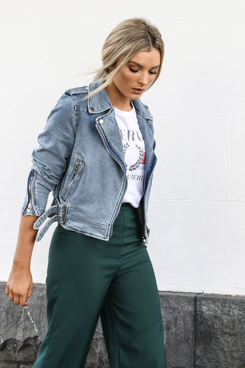 Avery Biker Jacket | Denim