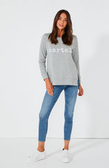 CARTEL BEADED SWEATER - GREY MARLE