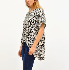 Ava Leopard Top- Black/White