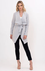 Bella Wrap Coat With Tie-On Belt -Grey