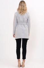 Bella Wrap Coat With Tie-On Belt -Grey