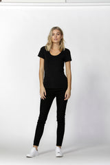 BRITNEY SCOOP TEE - BLACK