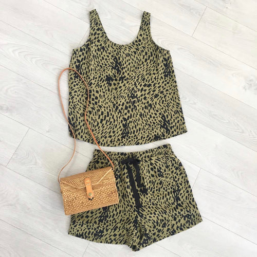 Audrey Leopard Shorts- Khaki Leopard