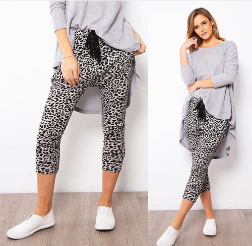 Leopard Lounge Slouchies- Grey