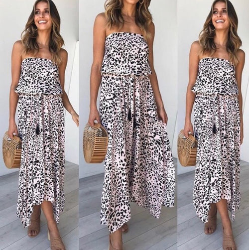 Talia Leopard Dress -Blush