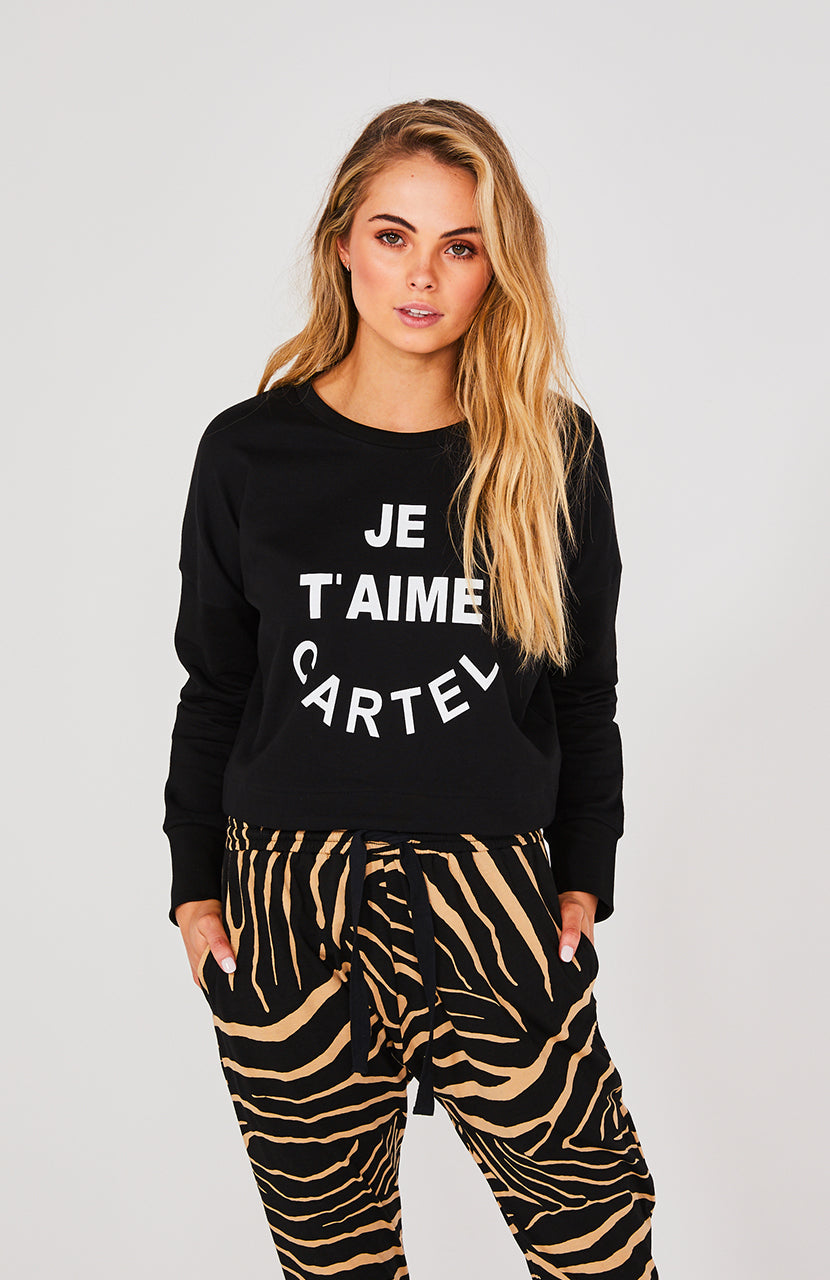 JE TAIME CROPPED SWEATER - BLACK