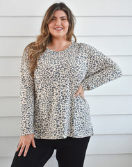 SLOUCH TOP - Peach Leopard