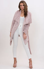 Billie Waterfall Lapel Fur Jacket-Musk