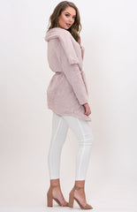 Billie Waterfall Lapel Fur Jacket-Musk