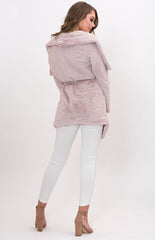 Billie Waterfall Lapel Fur Jacket-Musk