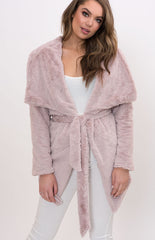Billie Waterfall Lapel Fur Jacket-Musk