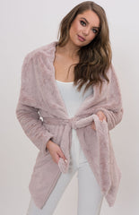 Billie Waterfall Lapel Fur Jacket-Musk
