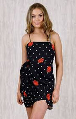 Rose Dress-BLACK/RED