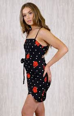 Rose Dress-BLACK/RED
