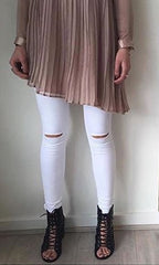 White Denim Frilled Jeans