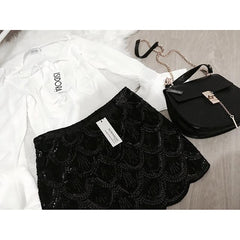 MERMAID SEQUIN MINI SKIRT IN BLACK