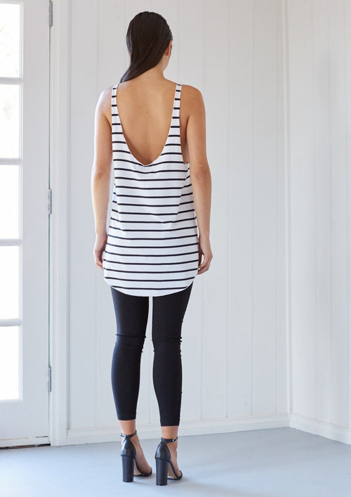 Fool Proof Tank- Black & White Stripe
