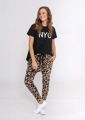 Lounge Joggers - Tan Leopard