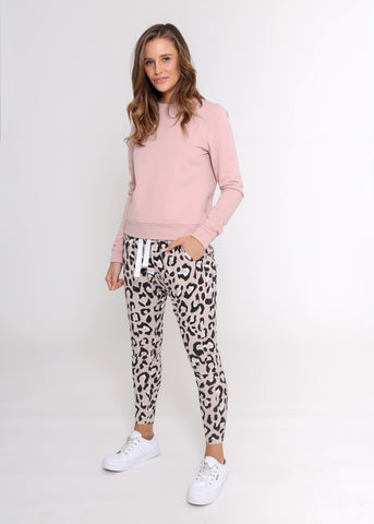 Lounge Joggers - Tan Leopard