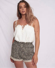 Ava Denim Shorts - Leopard