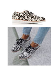 MILA LACE UP PONY WHITE LEOPARD