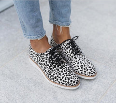 MILA LACE UP PONY WHITE LEOPARD