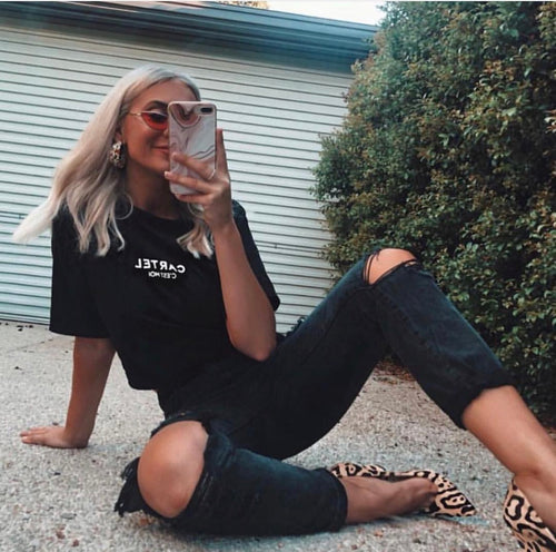 Cartel & Willow -MOI CROP TEE - BLACK