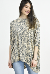 SLOUCH TOP - Peach Leopard