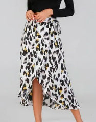 Faith Wrap Leopard Skirt- White Leopard